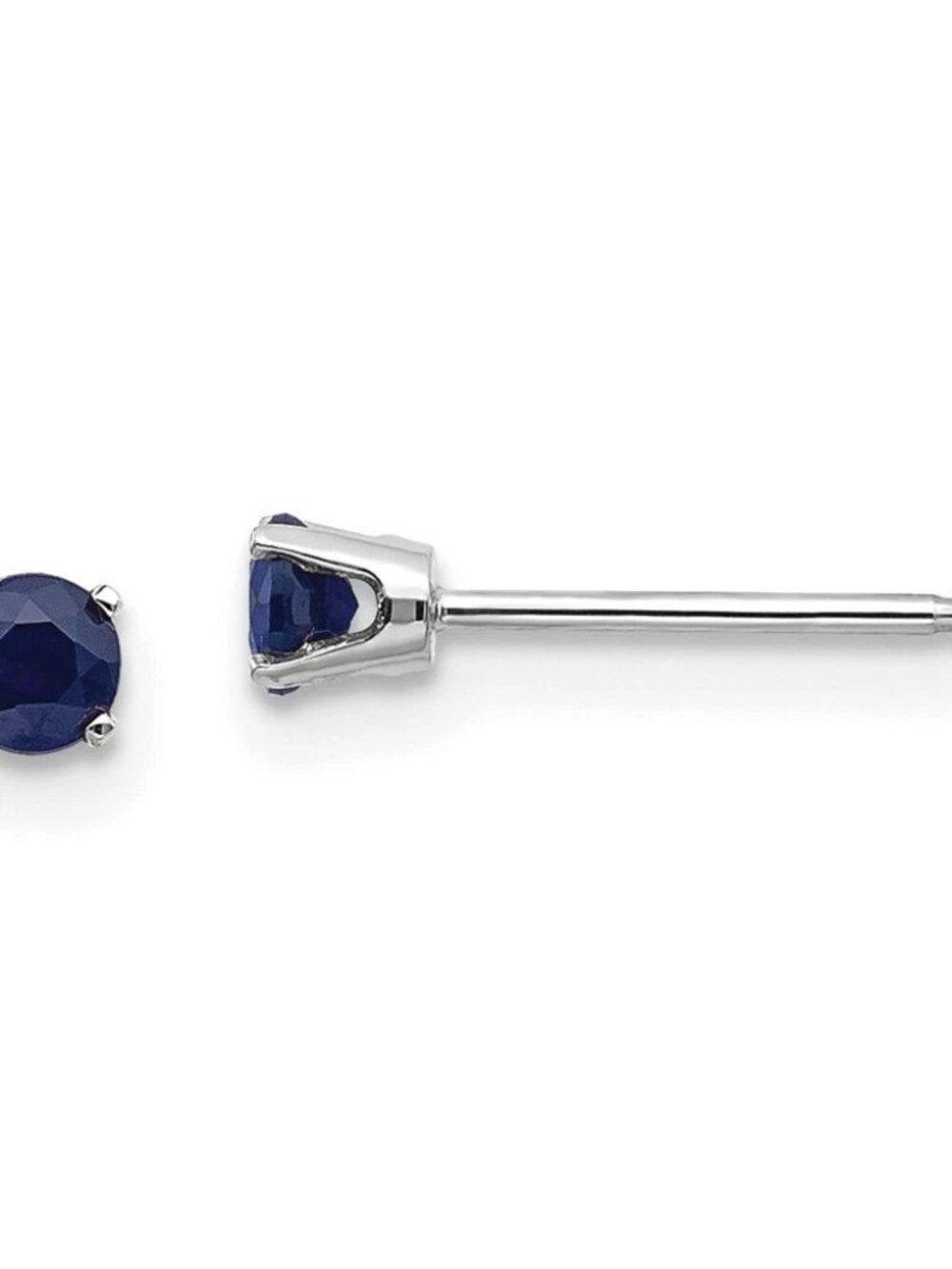 14K White Gold Blue Sapphire Stud Earrings – 3mm